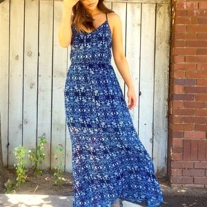 Printed Blue Maxi Dress